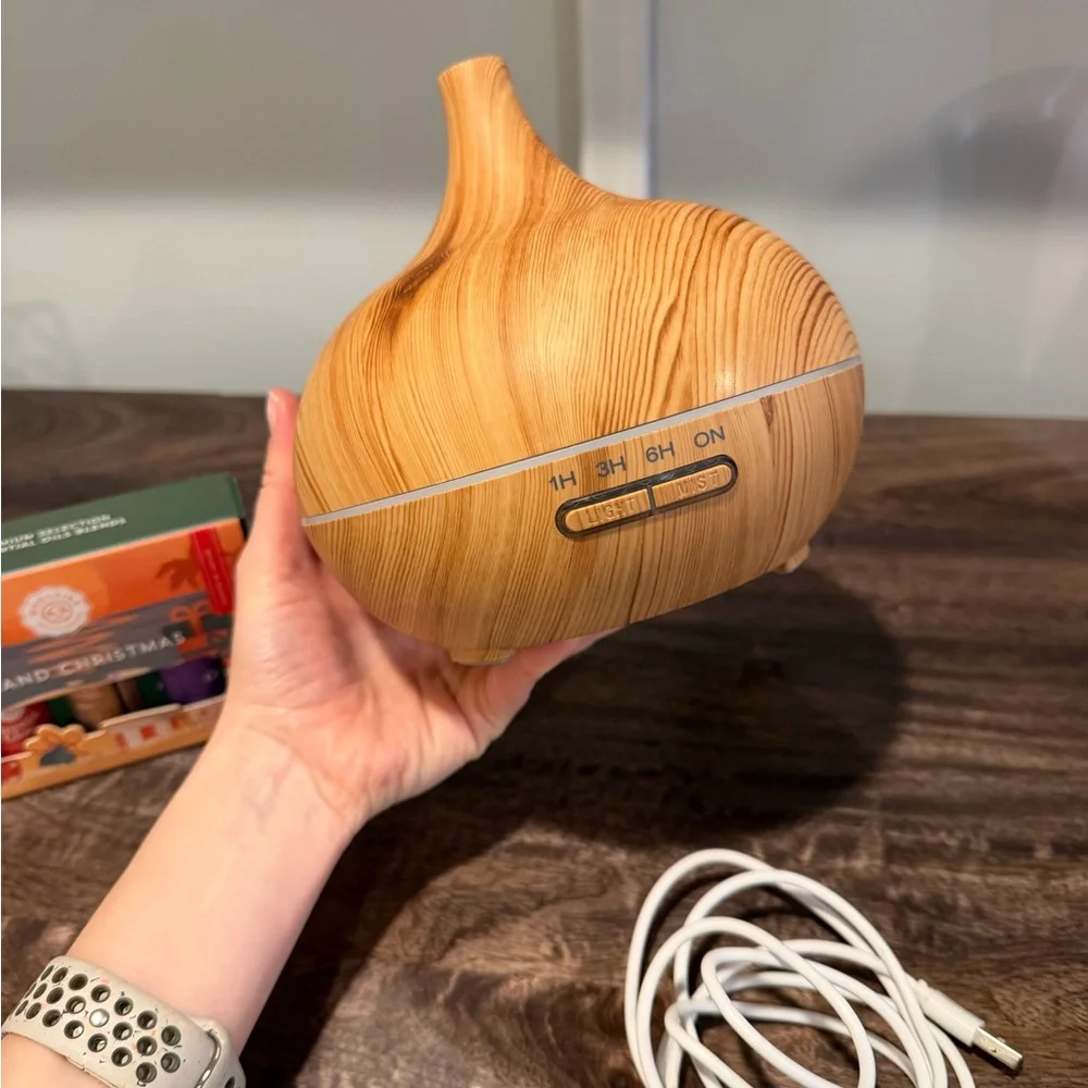 Wood Grain Essential Oil Diffuser with USB Cable